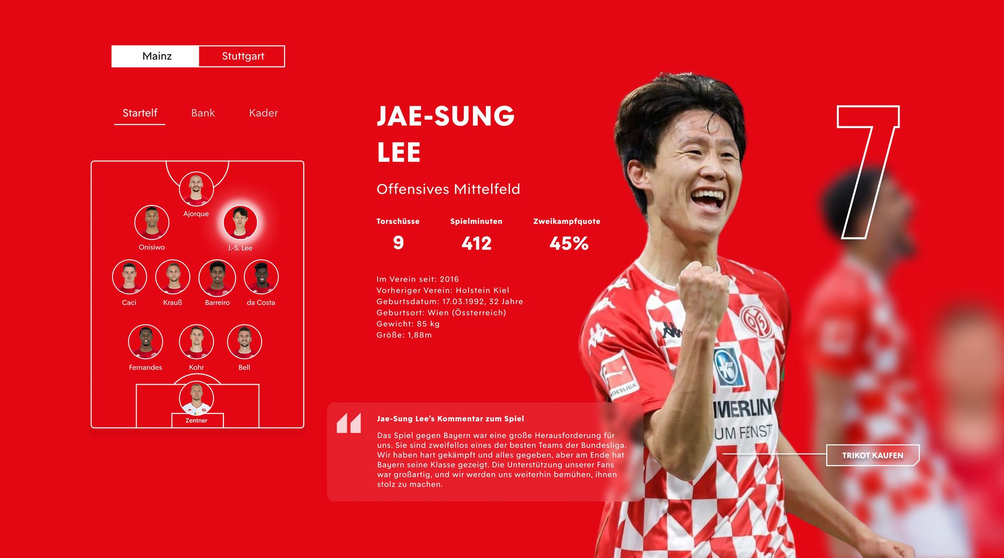 mainz 05 player profile screen